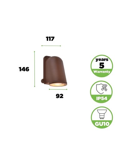 Lámpara de pared LED para exterior ANCOR, de aluminio marrón, GU10