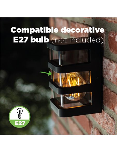 Aplique para exterior DALTON, acabamento preto estilo industrial, E27