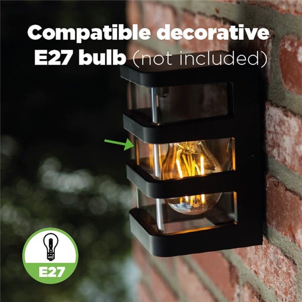 Applique d'extérieur DALTON, finition noire style industriel, E27