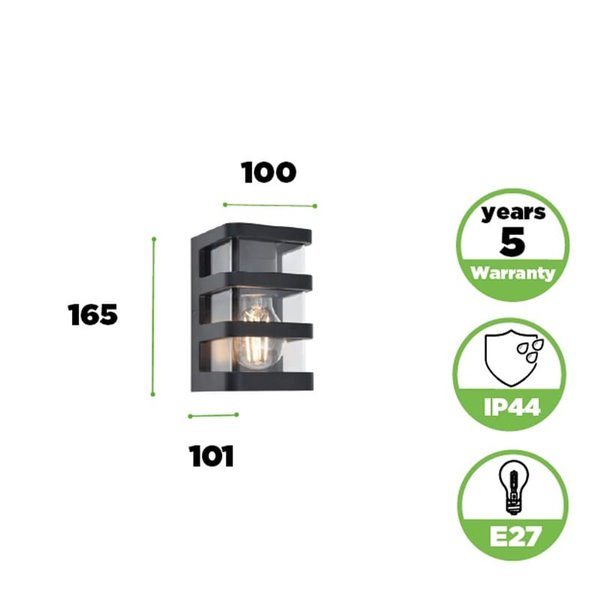 Aplique para exterior DALTON, acabamento preto estilo industrial, E27