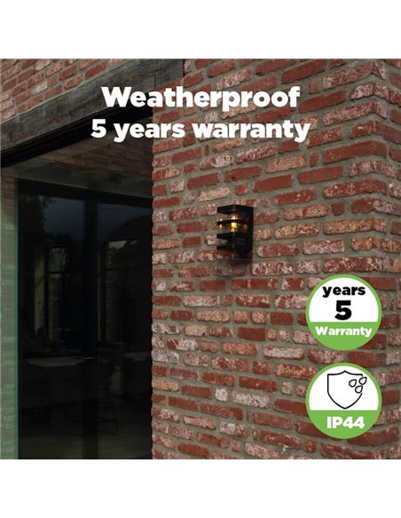 Applique d'extérieur DALTON, finition noire style industriel, E27