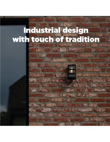 Aplique exterior DALTON, acabado en negro estilo industrial, E27