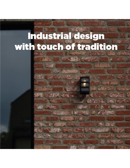 Applique d'extérieur DALTON, finition noire style industriel, E27