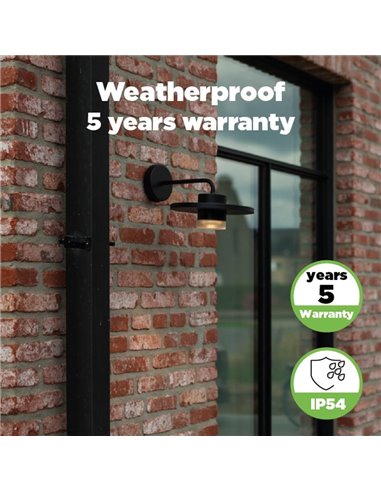 Applique d'extérieur LED PLATO, en forme de chapeau noir élégant, 7W 1170Lm, 3000K