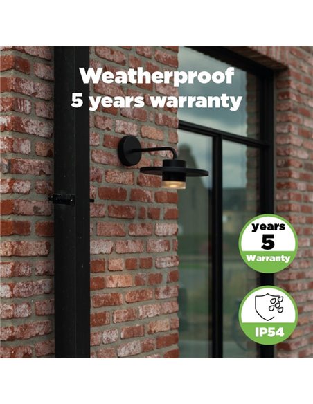 Applique d'extérieur LED PLATO, en forme de chapeau noir élégant, 7W 1170Lm, 3000K