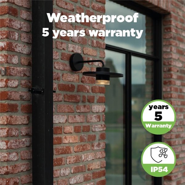 Aplique LED PLATO para exterior, em forma de um elegante chapéu preto, 7W 1170Lm, 3000K