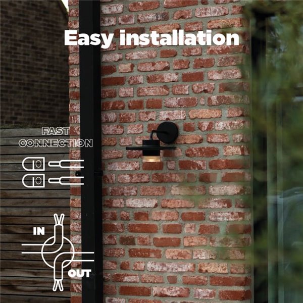 Aplique exterior LED PLATO, con forma de sombrero elegante negro, 7W 1170Lm, 3000K