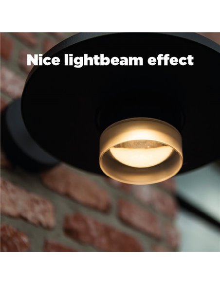 Aplique exterior LED PLATO, con forma de sombrero elegante negro, 7W 1170Lm, 3000K