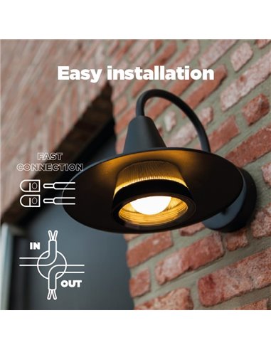 Aplique LED exterior en forma de cuello de cisne SWAN, negro E27