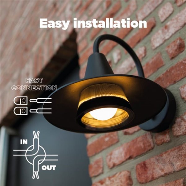 Aplique LED exterior en forma de cuello de cisne SWAN, negro E27