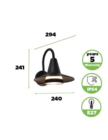Aplique LED exterior en forma de cuello de cisne SWAN, negro E27