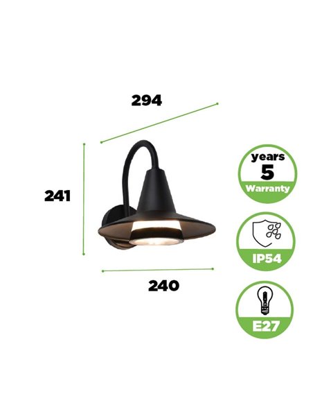 Aplique LED para exterior SWAN em forma de pescoço de ganso, preto E27