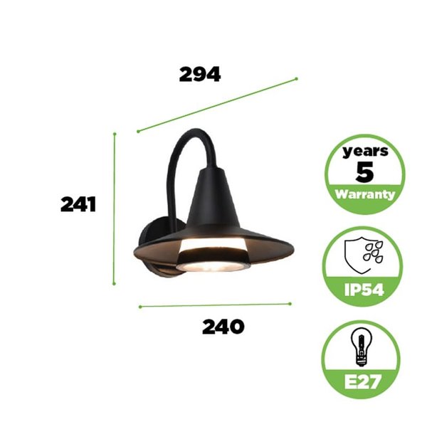 Aplique LED para exterior SWAN em forma de pescoço de ganso, preto E27