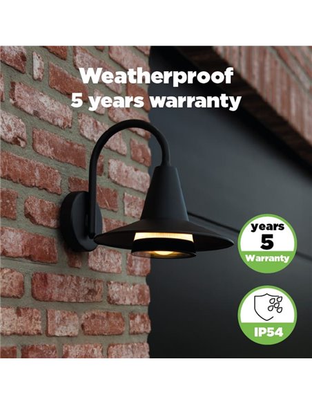 Aplique LED para exterior SWAN em forma de pescoço de ganso, preto E27