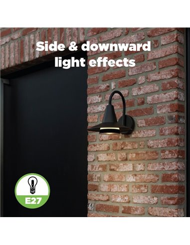 Aplique LED exterior en forma de cuello de cisne SWAN, negro E27