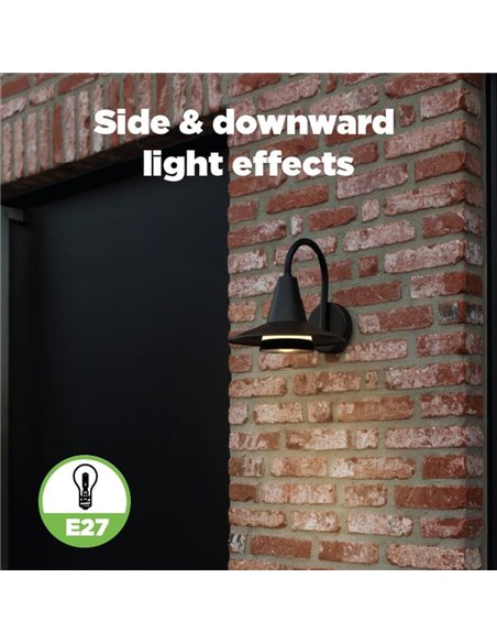 Aplique LED para exterior SWAN em forma de pescoço de ganso, preto E27