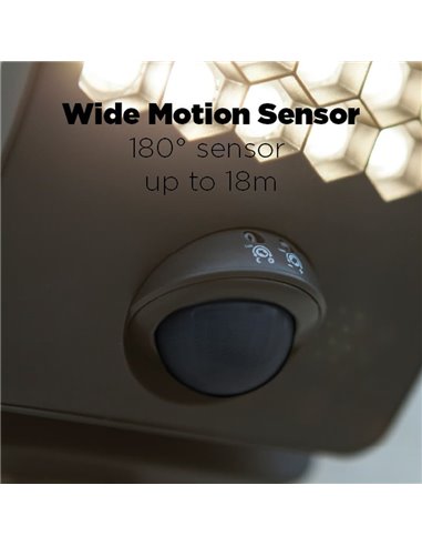 Aplique LED de aluminio con sensor de movimiento y cabezal que gira 90º ATLANTIS, 14W 2260Lm, 3000K/4000K