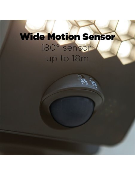 Aplique LED de aluminio con sensor de movimiento y cabezal que gira 90º ATLANTIS, 14W 2260Lm, 3000K/4000K