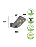 Aplique LED de aluminio con sensor de movimiento y cabezal que gira 90º ATLANTIS, 14W 2260Lm, 3000K/4000K