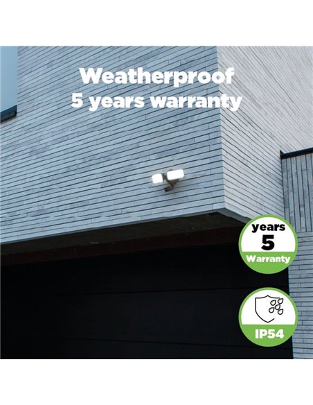 Foco doble reflector de seguridad CHIMERA con luz brillante 5000K, sensor PIR, 21W 3000Lm