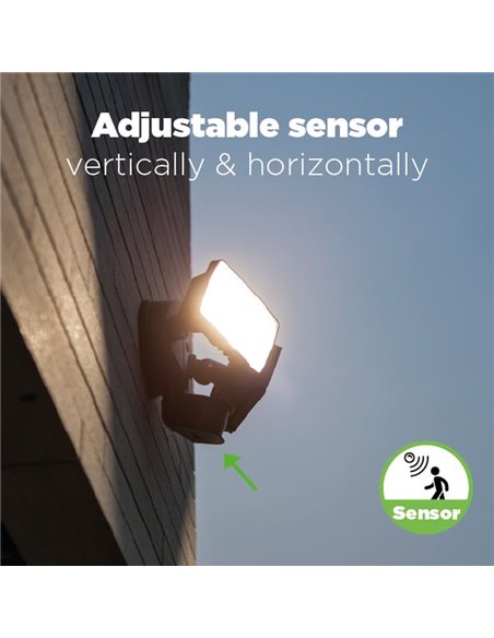 Foco doble reflector de seguridad CHIMERA con luz brillante 5000K, sensor PIR, 21W 3000Lm