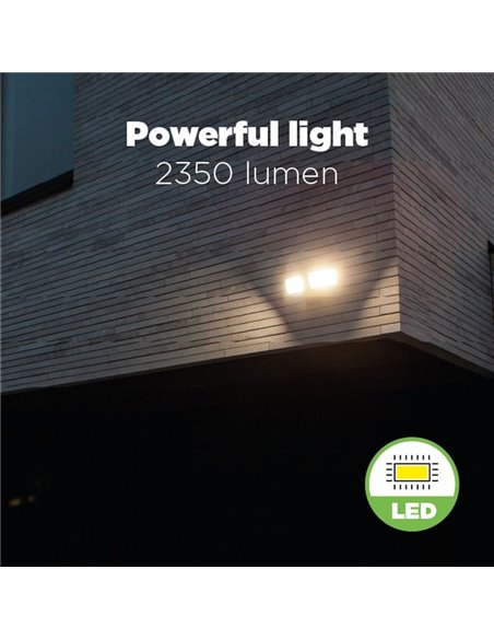 Foco doble reflector de seguridad CHIMERA con luz brillante 5000K, sensor PIR, 21W 3000Lm