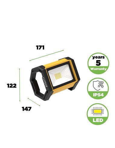 Luz LED de trabajo potente para exterior EPTA, luz brillante 5000K con cable de 1,5m, 24W 2900Lm