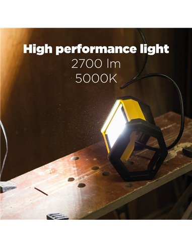 Luz LED de trabajo potente para exterior EPTA, luz brillante 5000K con cable de 1,5m, 24W 2900Lm