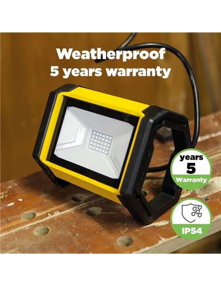 Luz LED de trabajo potente para exterior EPTA, luz brillante 5000K con cable de 1,5m, 24W 2900Lm