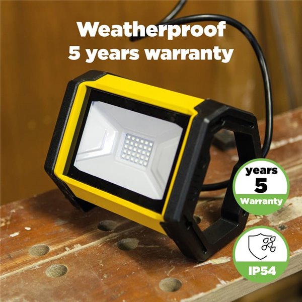 EPTA Lampe de travail LED d'extérieur puissante, lumineuse 5 000 K avec câble de 1,5 m, 24 W 2 900 Lm