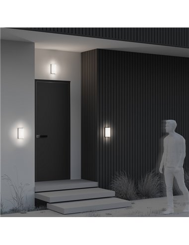 Aplique de pared LED rectangular BADD 20x10cm para exterior 10W 700Lm 3000K IP54 Antracita
