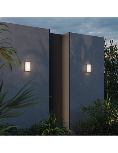 Aplique de pared LED rectangular BADD 20x10cm para exterior 10W 700Lm 3000K IP54 Antracita