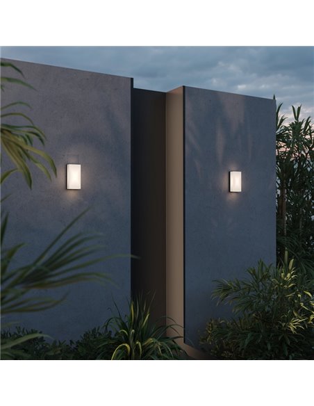 Aplique de pared LED rectangular BADD 20x10cm para exterior 10W 700Lm 3000K IP54 Antracita