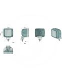 Faro de Trabajo LED Cuadrado 36W de trabajo DEUTSCH DT 2P 6.600Lm Compatible Fendt