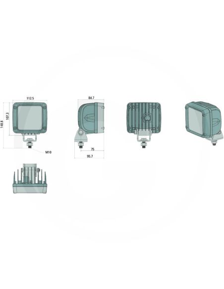 Faro de Trabajo LED Cuadrado 36W de trabajo DEUTSCH DT 2P 6.600Lm Compatible Fendt