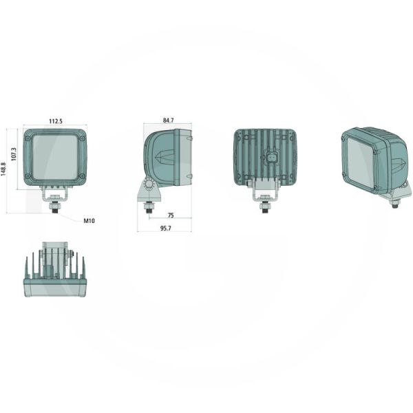 Faro de Trabajo LED Cuadrado 36W de trabajo DEUTSCH DT 2P 6.600Lm Compatible Fendt
