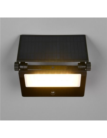 MOURA 2150lm, luminária de parede LED com carregamento solar 20x17cm, sensor de movimento e regulável 12W IP54