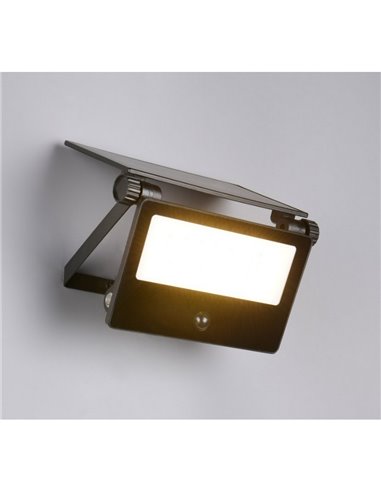 Aplique LED carga solar MOURA  2150lm, 20x17cm con sensor de movimiento y regulable 12W IP54