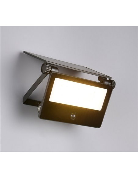 MOURA 2150lm, luminária de parede LED com carregamento solar 20x17cm, sensor de movimento e regulável 12W IP54