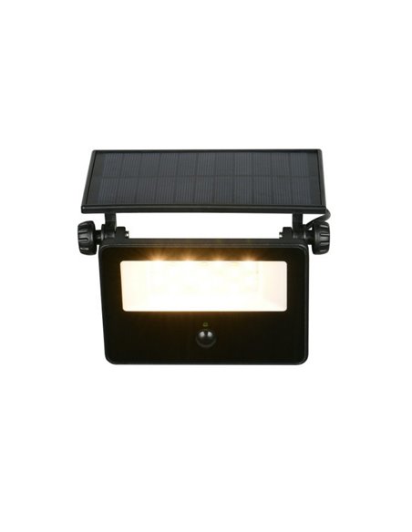 Aplique LED carga solar y regulable MOURA 1100lm 14x15cm interruptor integrado,  sensor de movimiento 12W IP54