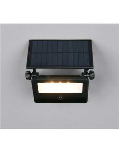 Aplique LED carga solar y regulable MOURA 1100lm 14x15cm interruptor integrado,  sensor de movimiento 12W IP54