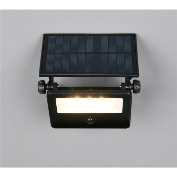 Luminária de parede LED MOURA 1100lm 14x15cm regulável com carga solar, interruptor integrado e sensor de movimento IP54 de 12 W