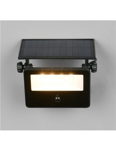 Aplique LED carga solar y regulable MOURA 1100lm 14x15cm interruptor integrado,  sensor de movimiento 12W IP54