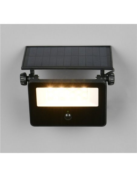 Aplique LED carga solar y regulable MOURA 1100lm 14x15cm interruptor integrado,  sensor de movimiento 12W IP54