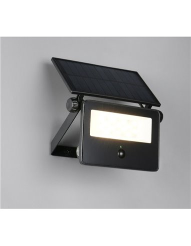 Aplique LED carga solar y regulable MOURA 1100lm 14x15cm interruptor integrado,  sensor de movimiento 12W IP54