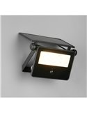 Luminária de parede LED MOURA 1100lm 14x15cm regulável com carga solar, interruptor integrado e sensor de movimento IP54 de 12 W