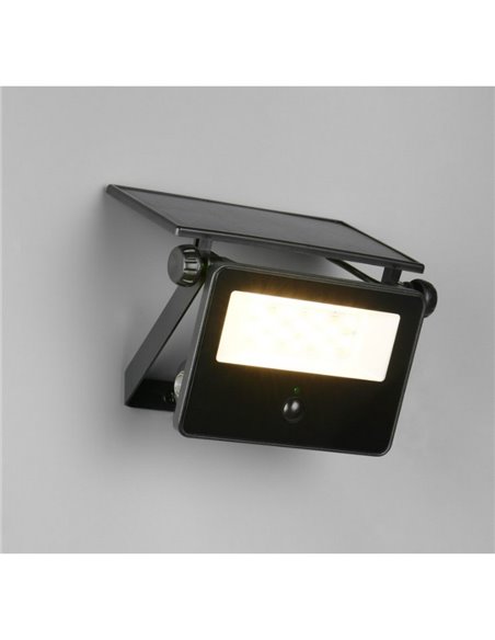 Aplique LED carga solar y regulable MOURA 1100lm 14x15cm interruptor integrado,  sensor de movimiento 12W IP54