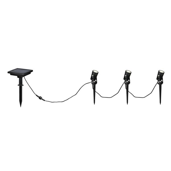 Kit de 3 piquetas LED carga solar y batería USB OBIDOS sensor de oscuridad y regulable 5W 3x 35lm, 4000K IP44