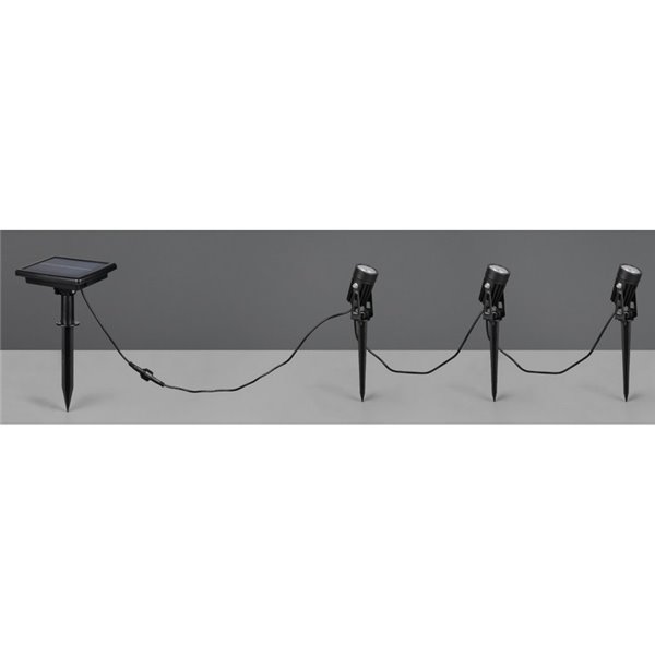 Kit de 3 piquetas LED carga solar y batería USB OBIDOS sensor de oscuridad y regulable 5W 3x 35lm, 4000K IP44