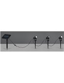 Kit de 3 piquetas LED carga solar y batería USB OBIDOS sensor de oscuridad y regulable 5W 3x 35lm, 4000K IP44